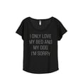 thumbnail image 1 of Thread Tank I Only Love My Bed And My Dog I'm Sorry Women's Fashion Relaxed Slouchy Dolman T-Shirt Tee Heather Black Small, 1 of 4