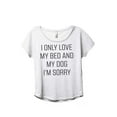 thumbnail image 1 of Thread Tank I Only Love My Bed And My Dog I'm Sorry Women's Fashion Relaxed Slouchy Dolman T-Shirt Tee Heather White Medium, 1 of 5