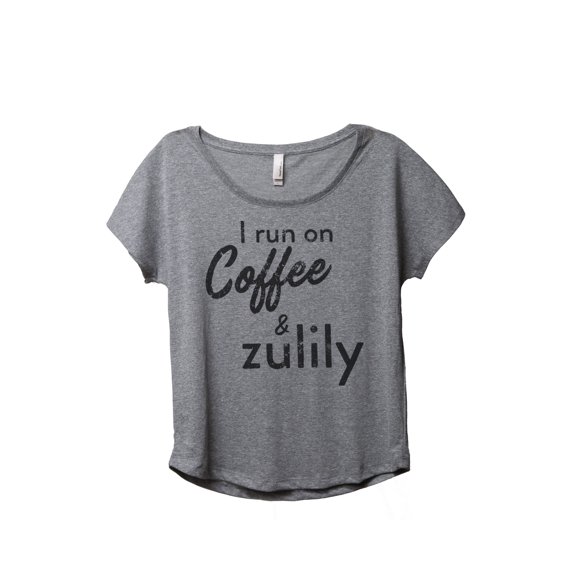 Thread Tank I Run On Coffee And Zulily Women's Relaxed Slouchy Dolman T-Shirt Tee Heather Grey Small