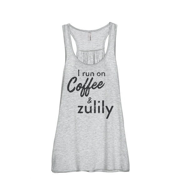 Thread Tank I Run On Coffee And Zulily Women's Sleeveless Flowy Racerback Tank Top Sport Grey 2X-Large