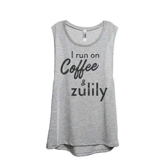 Thread Tank I Run On Coffee And Zulily Women's Sleeveless Muscle Tank Top Sport Grey Small
