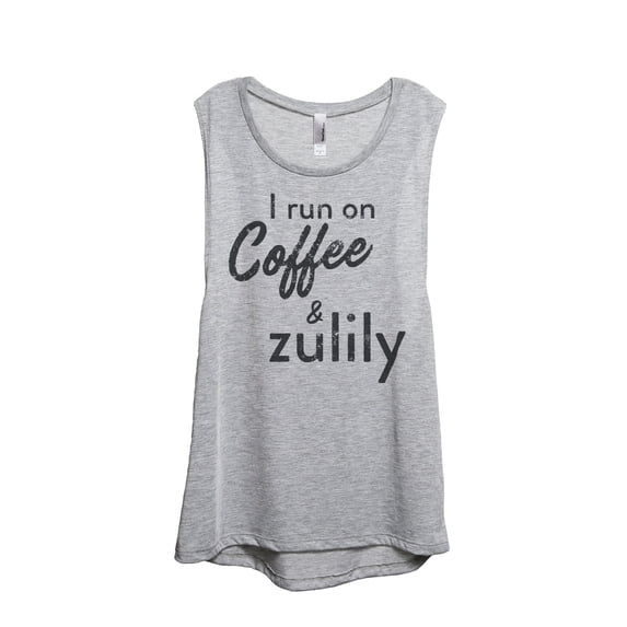 Thread Tank I Run On Coffee And Zulily Women's Sleeveless Muscle Tank Top Sport Grey X-Large