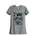 thumbnail image 1 of Thread Tank I Woke Up Like This Women's Relaxed Crewneck T-Shirt Tee Heather Grey Small, 1 of 4