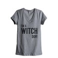 thumbnail image 1 of Thread Tank I'm A Witch DOY Women's Relaxed V-Neck T-Shirt Tee Heather Grey Small, 1 of 4