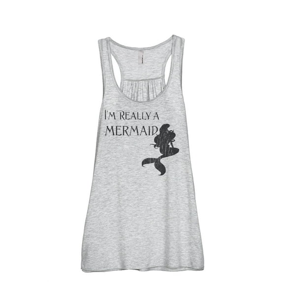 Thread Tank I'm Really A Mermaid Women's Sleeveless Flowy Racerback Tank Top Sport Grey X-Large