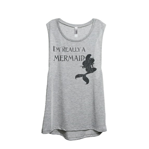 Thread Tank I'm Really A Mermaid Women's Sleeveless Muscle Tank Top Sport Grey Small