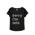 thumbnail image 1 of Thread Tank Im Late Women's Relaxed Slouchy Dolman T-Shirt Tee Heather Black Medium, 1 of 4