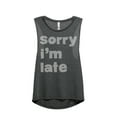 thumbnail image 1 of Thread Tank Im Late Women's Sleeveless Muscle Tank Top Charcoal Large, 1 of 3