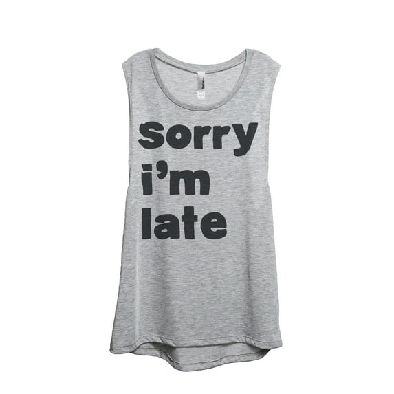 Thread Tank Im Late Women's Sleeveless Muscle Tank Top Sport Grey Small