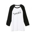thumbnail image 1 of Thread Tank Inspiration Dove Unisex 3/4 Sleeves Baseball Raglan White Black Large, 1 of 4