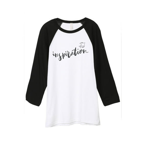 Thread Tank Inspiration Dove Unisex 3/4 Sleeves Baseball Raglan White Black Large