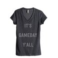 thumbnail image 1 of Thread Tank Its Gameday Yall Women's Relaxed V-Neck T-Shirt Tee Charcoal Large, 1 of 4