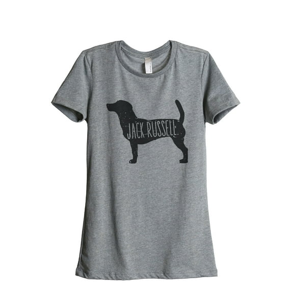 Thread Tank Jack Russell Dog Silhouette Women's Relaxed Crewneck T-Shirt Tee Heather Grey Large