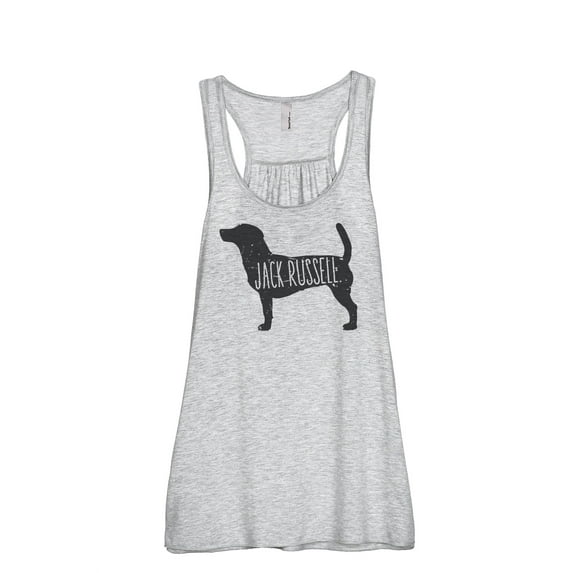 Thread Tank Jack Russell Dog Silhouette Women's Sleeveless Flowy Racerback Tank Top Sport Grey 2X-Large