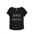 thumbnail image 1 of Thread Tank Jesus Rocks Women's Relaxed Slouchy Dolman T-Shirt Tee Heather Black X-Large, 1 of 4