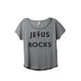 thumbnail image 1 of Thread Tank Jesus Rocks Women's Relaxed Slouchy Dolman T-Shirt Tee Heather Grey Small, 1 of 4