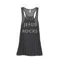 thumbnail image 1 of Thread Tank Jesus Rocks Women's Sleeveless Flowy Racerback Tank Top Charcoal Small, 1 of 5