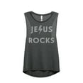 thumbnail image 1 of Thread Tank Jesus Rocks Women's Sleeveless Muscle Tank Top Charcoal X-Large, 1 of 4