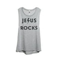 thumbnail image 1 of Thread Tank Jesus Rocks Women's Sleeveless Muscle Tank Top Sport Grey Small, 1 of 4