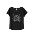 thumbnail image 1 of Thread Tank Just Smile Women's Relaxed Slouchy Dolman T-Shirt Tee Heather Black 3X-Large, 1 of 3