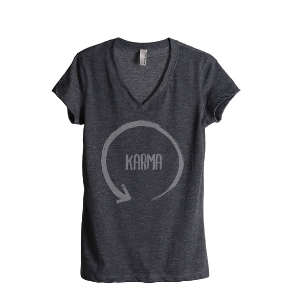 Thread Tank Karma Cycle Women's Relaxed V-Neck T-Shirt Tee Charcoal Large