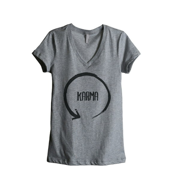 Thread Tank Karma Cycle Women's Relaxed V-Neck T-Shirt Tee Heather Grey X-Large