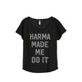 thumbnail image 1 of Thread Tank Karma Made Me Do It Women's Relaxed Slouchy Dolman T-Shirt Tee Heather Black X-Large, 1 of 4