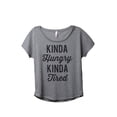 thumbnail image 1 of Thread Tank Kinda Hungry Women's Relaxed Slouchy Dolman T-Shirt Tee Heather Grey Small, 1 of 4
