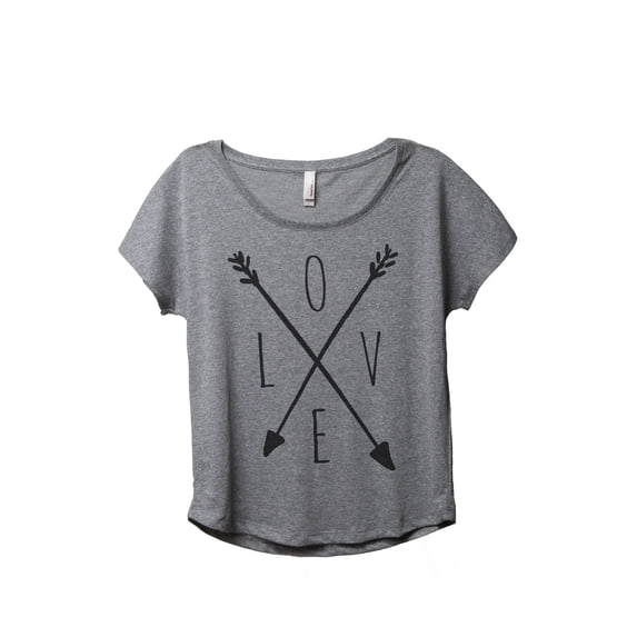 Thread Tank LOVE Cross Arrows aka Cross Love Arrows Women's Relaxed Slouchy Dolman T-Shirt Tee Heather Grey Small