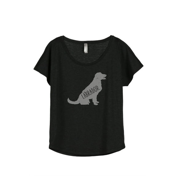Thread Tank Labrador Dog Silhouette Women's Relaxed Slouchy Dolman T-Shirt Tee Heather Black 2X-Large