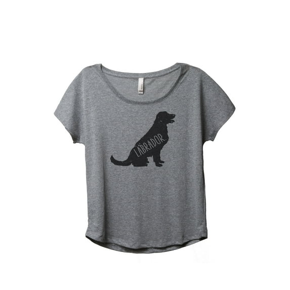 Thread Tank Labrador Dog Silhouette Women's Relaxed Slouchy Dolman T-Shirt Tee Heather Grey 3X-Large