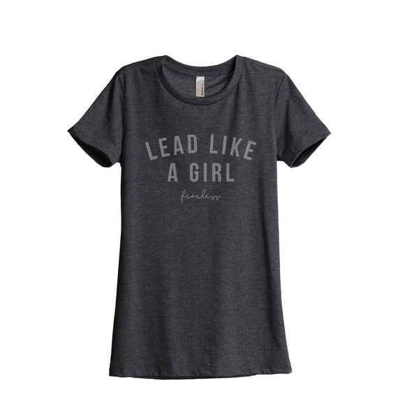 Thread Tank Lead Like A Girl Women's Relaxed Crewneck T-Shirt Tee Charcoal X-Large