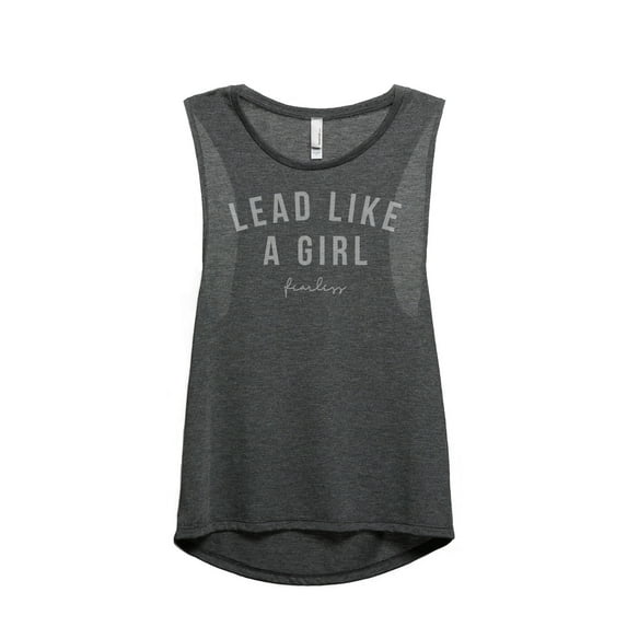 Thread Tank Lead Like A Girl Women's Sleeveless Muscle Tank Top Charcoal Medium