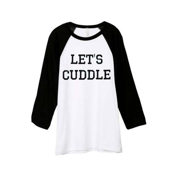 Thread Tank Let's Cuddle Unisex 3/4 Sleeves Baseball Raglan White Black Large