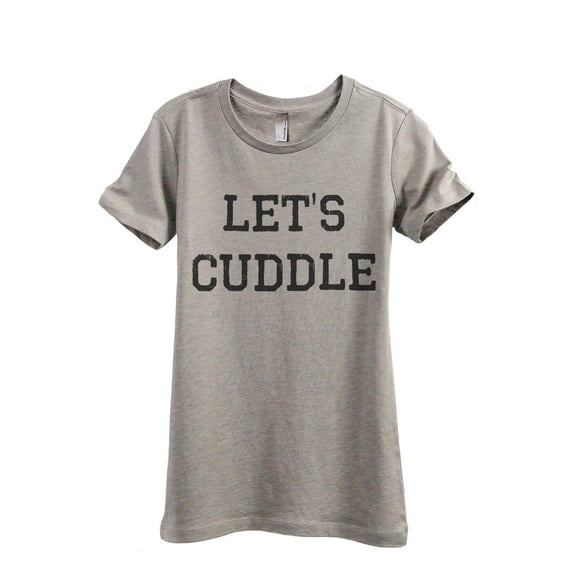 Thread Tank Let's Cuddle Women's Fashion Relaxed Crewneck T-Shirt Tee Heather Tan Small