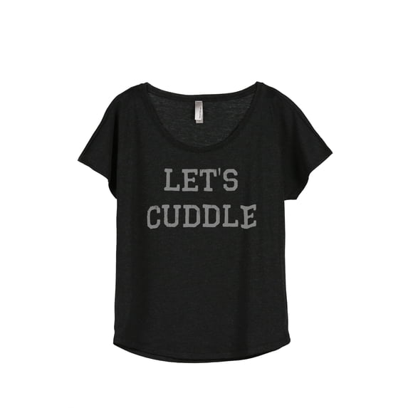 Thread Tank Let's Cuddle Women's Fashion Relaxed Slouchy Dolman T-Shirt Tee Heather Black Small