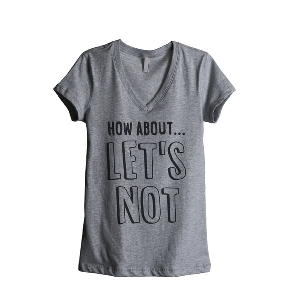 Thread Tank Lets Not Women's Relaxed V-Neck T-Shirt Tee Heather Grey Small
