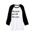 thumbnail image 1 of Thread Tank Life Goal Pet All The Cats Unisex 3/4 Sleeves Baseball Raglan White Black X-Small, 1 of 4