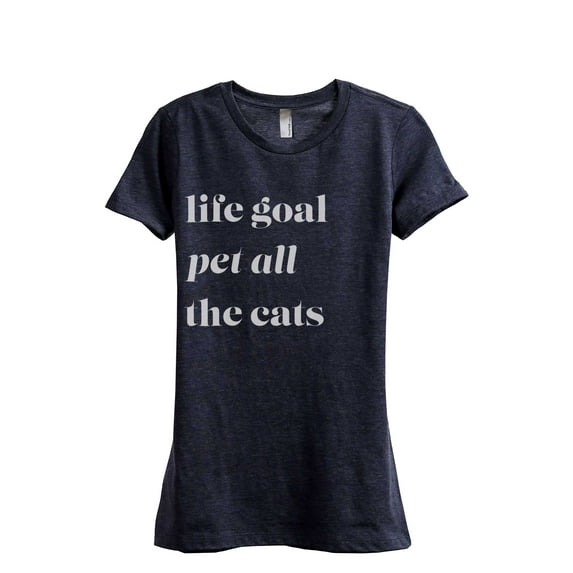Thread Tank Life Goal Pet All The Cats Women's Fashion Relaxed Crewneck T-Shirt Tee Heather Navy Medium