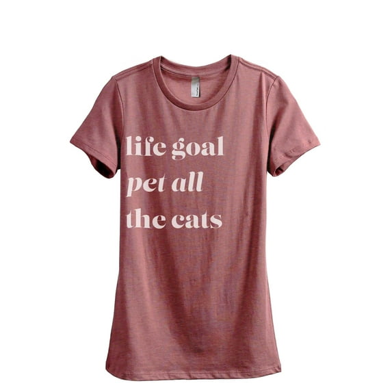 Thread Tank Life Goal Pet All The Cats Women's Fashion Relaxed Crewneck T-Shirt Tee Heather Rouge Large
