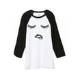 thumbnail image 1 of Thread Tank Lips And Lashes Unisex 3/4 Sleeves Baseball Raglan White Black Small, 1 of 4