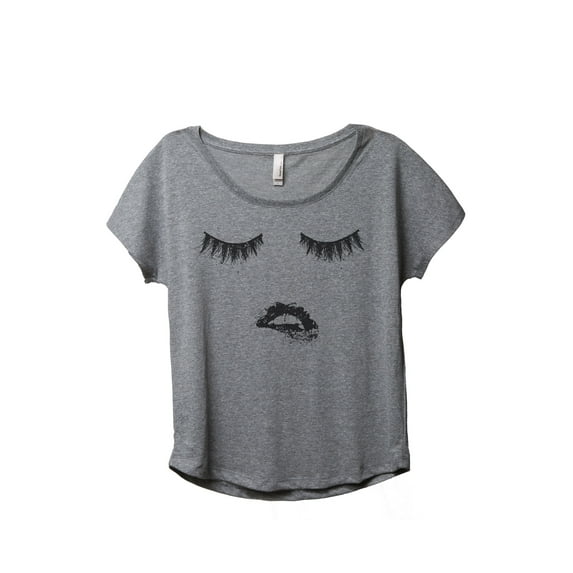 Thread Tank Lips And Lashes Women's Relaxed Slouchy Dolman T-Shirt Tee Heather Grey Small