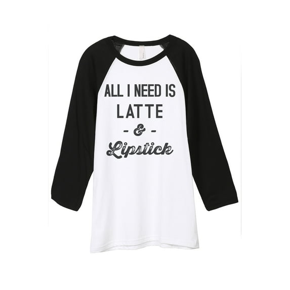 Thread Tank Lipstick and Latte Unisex 3/4 Sleeves Baseball Raglan White Black Medium