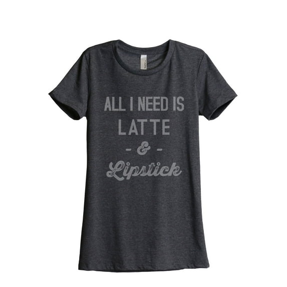 Thread Tank Lipstick and Latte Women's Relaxed Crewneck T-Shirt Tee Charcoal 2X-Large