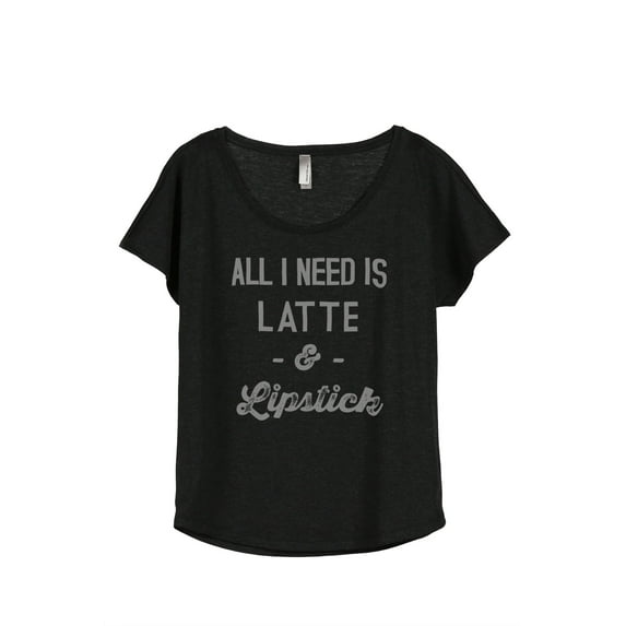Thread Tank Lipstick and Latte Women's Relaxed Slouchy Dolman T-Shirt Tee Heather Black Medium