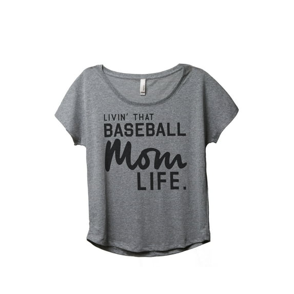 Thread Tank Livin' That Baseball Mom Life Women's Fashion Relaxed Slouchy Dolman T-Shirt Tee Heather Grey Medium