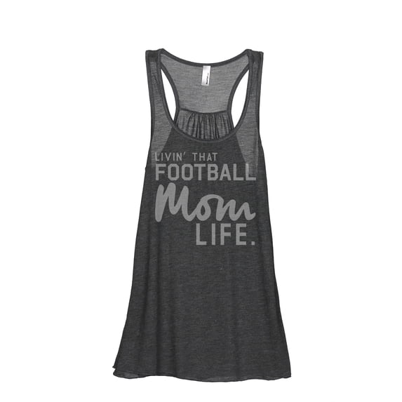 Thread Tank Livin' That Football MomLife Women's Fashion Sleeveless Flowy Racerback Tank Top Charcoal Large