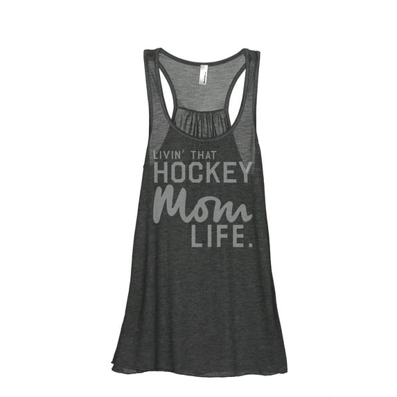 Thread Tank Livin' That Hockey Mom Life Women's Fashion Sleeveless Flowy Racerback Tank Top Charcoal X-Large