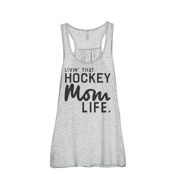 Thread Tank Livin' That Hockey Mom Life Women's Fashion Sleeveless Flowy Racerback Tank Top Sport Grey 2X-Large