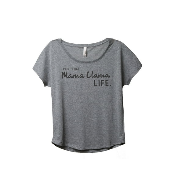 Thread Tank Livin' That Mama Llama Life Women's Fashion Relaxed Slouchy Dolman T-Shirt Tee Heather Grey 2X-Large